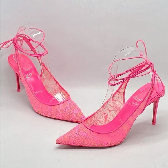 Christian Louboutin Kate 85mm Lace-Up Lace Pumps - Picture 1 of 12